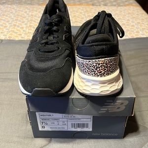 New balance lifestyle black with animal print heel. Brand new